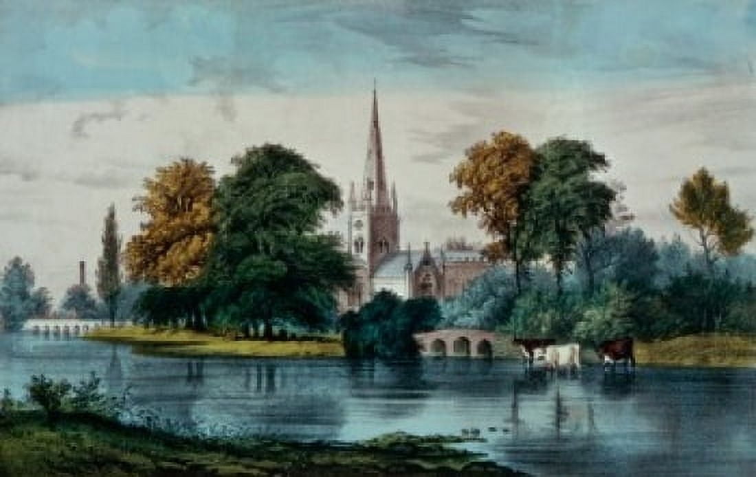 Stratford on Avon  Currier & Ives (1834-1907 American) Library of Congress Washington DC USA Canvas Art - Currier & Ives (24 x 36)
