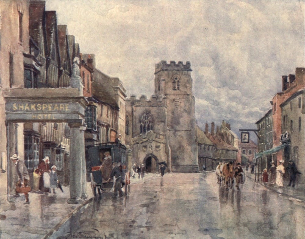 Stratford with Leamington 1911 Guild Chapel Canvas Art - F Whitehead (24 x 36)