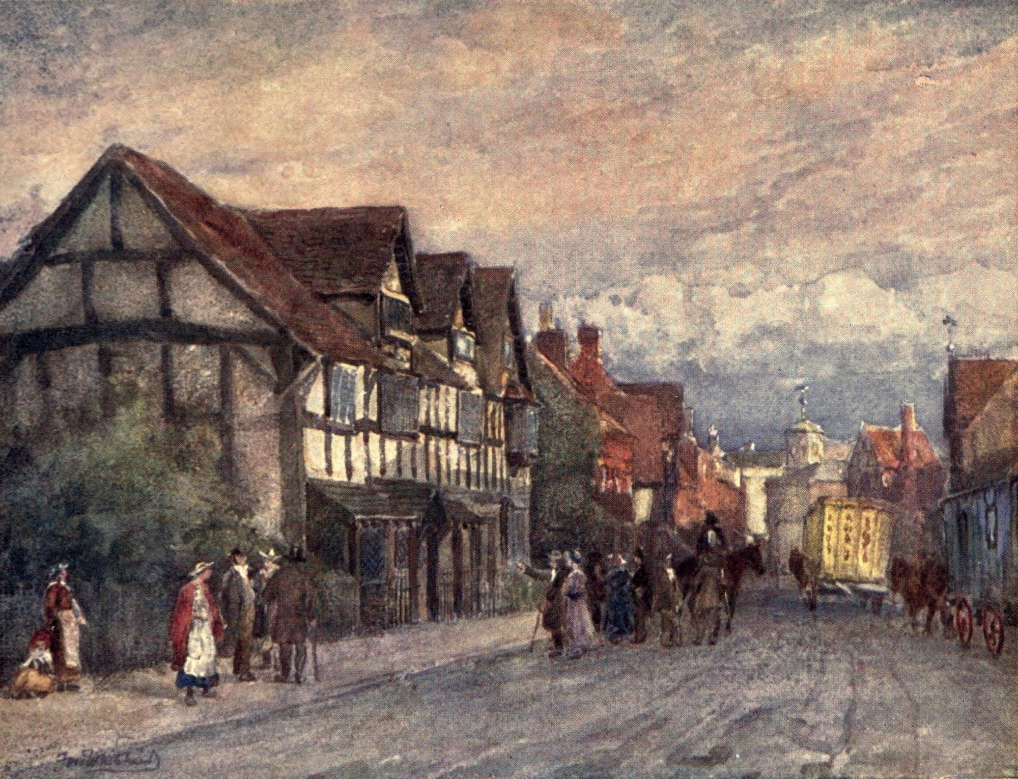 Stratford with Leamington 1911 Shakespeares Birthplace Canvas Art - F Whitehead (18 x 24)