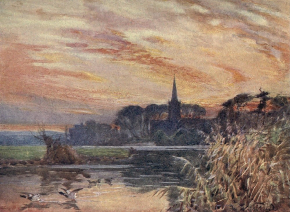 Stratford with Leamington 1911 Stratford from river Canvas Art - F Whitehead (18 x 24)