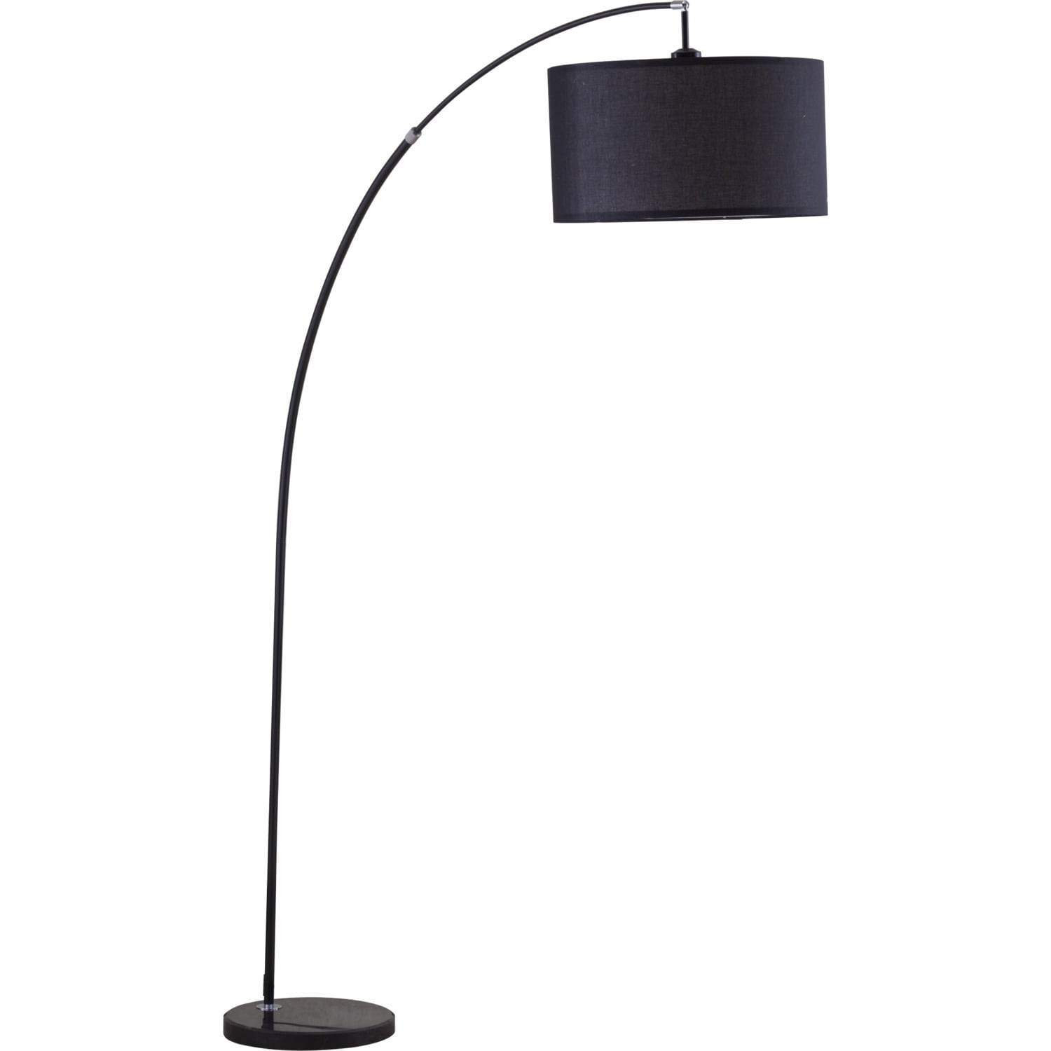 78" Tall Black Metal Arc Floor Lamp with Fabric Shade