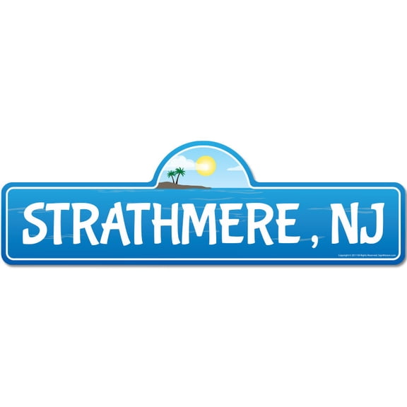 Strathmere NJ New Jersey Beach Street Sign | Indoor/Outdoor | Surfer Ocean Lover Décor For Beach House Garages Living Rooms Bedroom | Signmission Personalized Gift