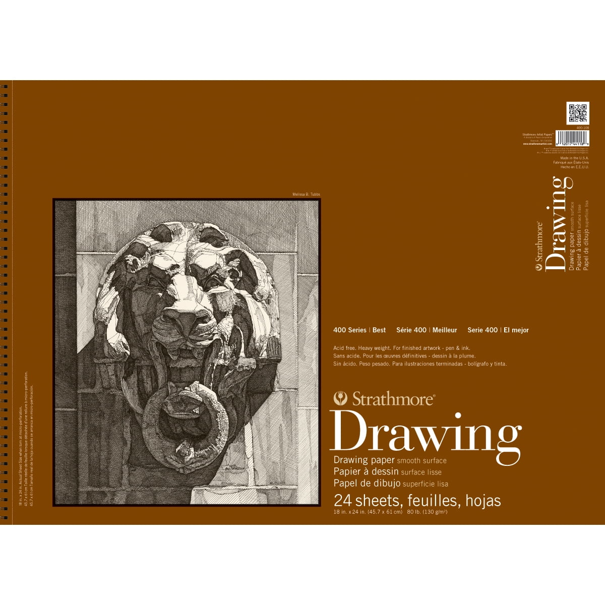  Strathmore 400 Series Heavyweight Drawing Paper Pad, Top Wire  Bound, 18x24 inches, 24 Sheets (100lb/163g) - Artist Paper for Adults and  Students - Charcoal, Colored Pencil, Ink, Pastel, Marker : Arts