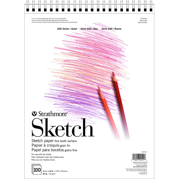 Strathmore 200 Series Sketch Pad, Sketch Paper, 11" x 14", 100 Sheets