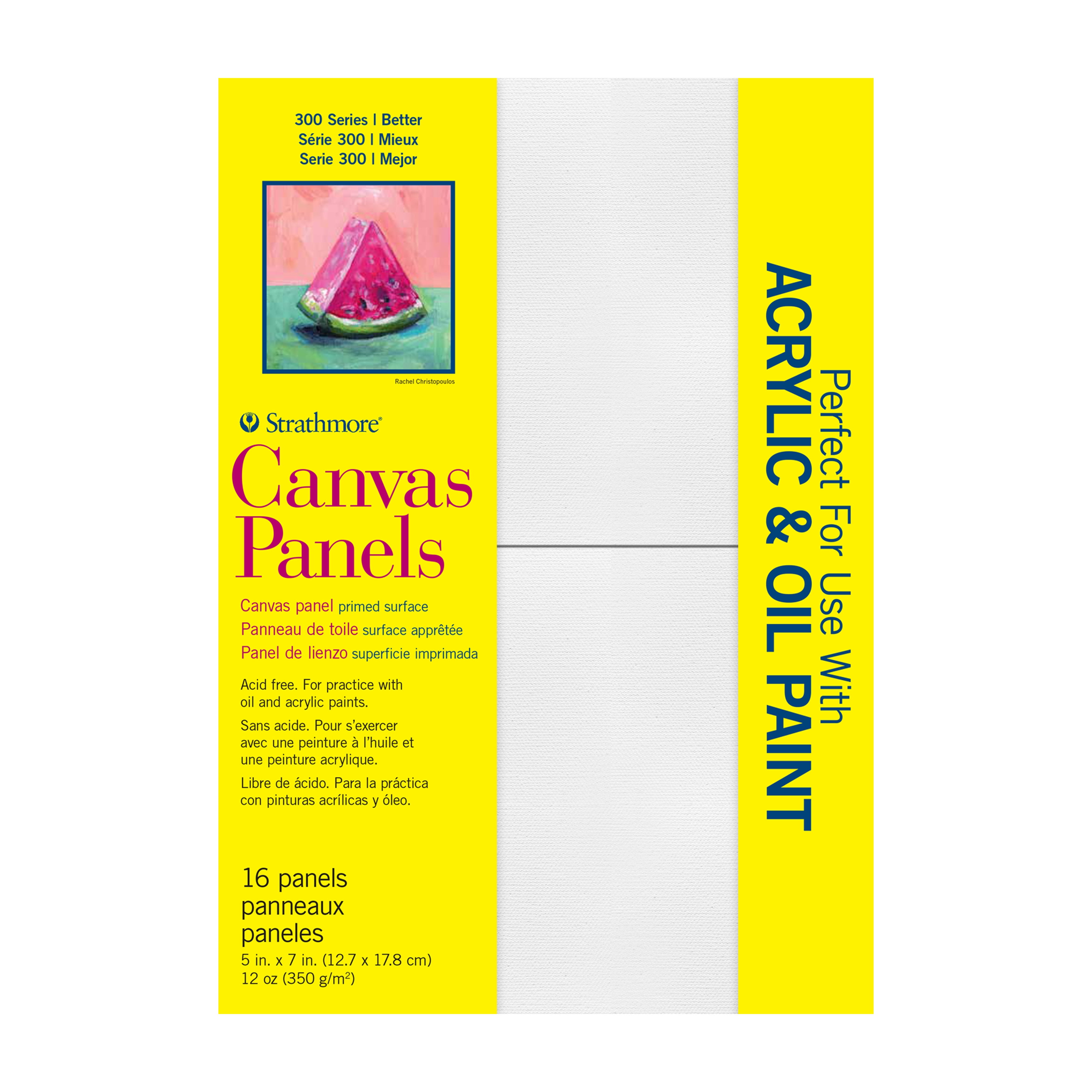 Strathmore 5x7 White Cotton Canvas Panels, Pack of 16
