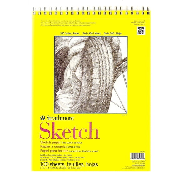 Strathmore 300 Series 11" x 14" Wire Bound Sketch Pad 100 Sheets/Pad 2/Pack (71671-PK2)