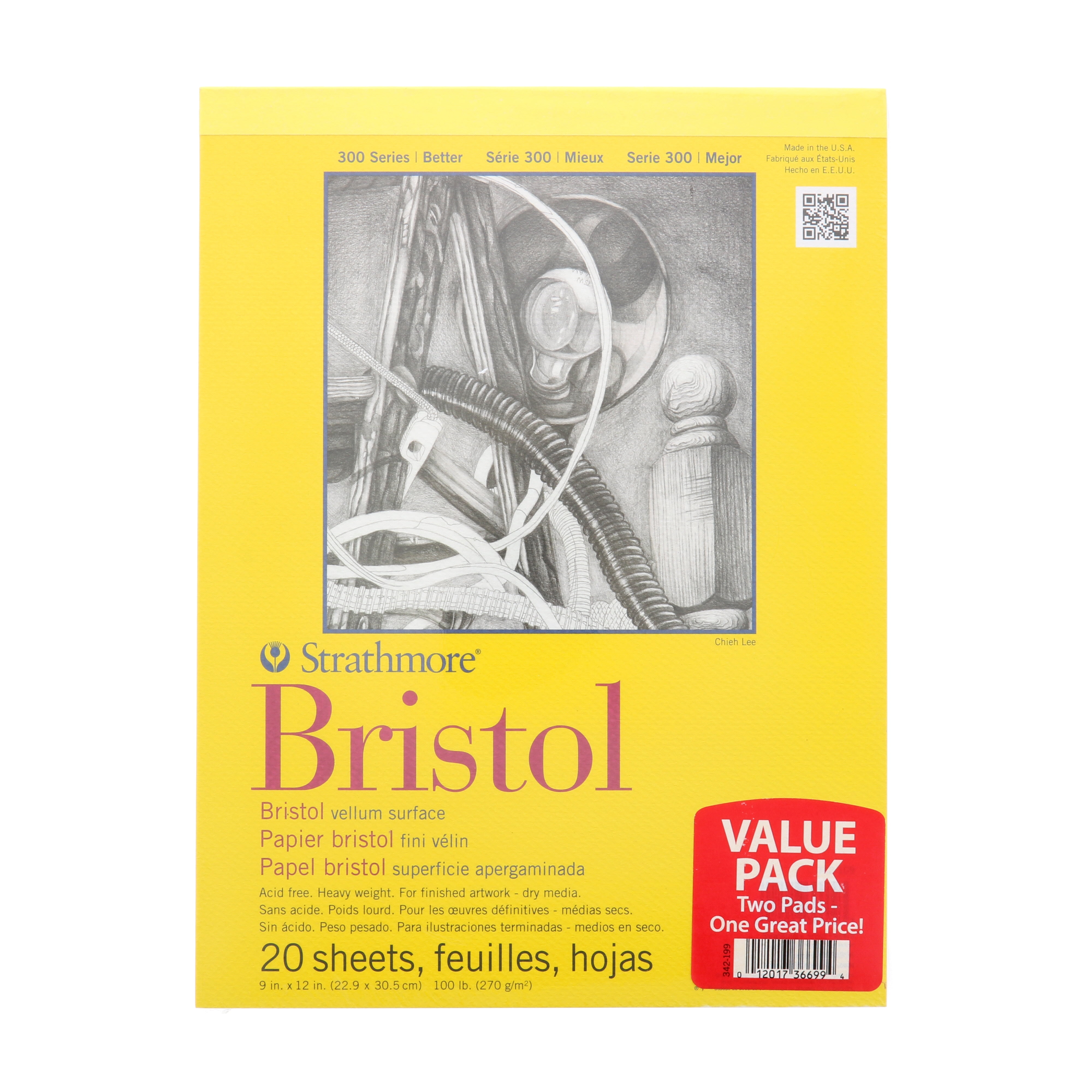 Strathmore 300 Series Bristol Vellum Pads, 9" x 12", 2/Pkg.