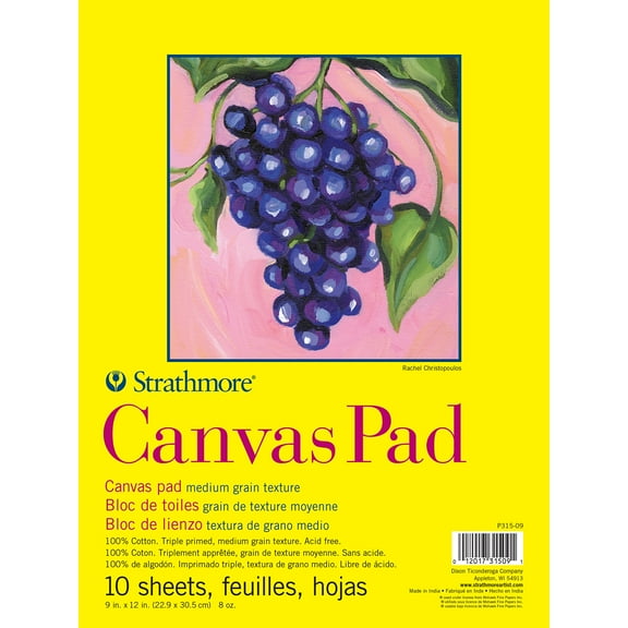 Strathmore 300 Series Canvas Pad, Tape Binding, 10 Sheet, 9x12 inch, 1 Count