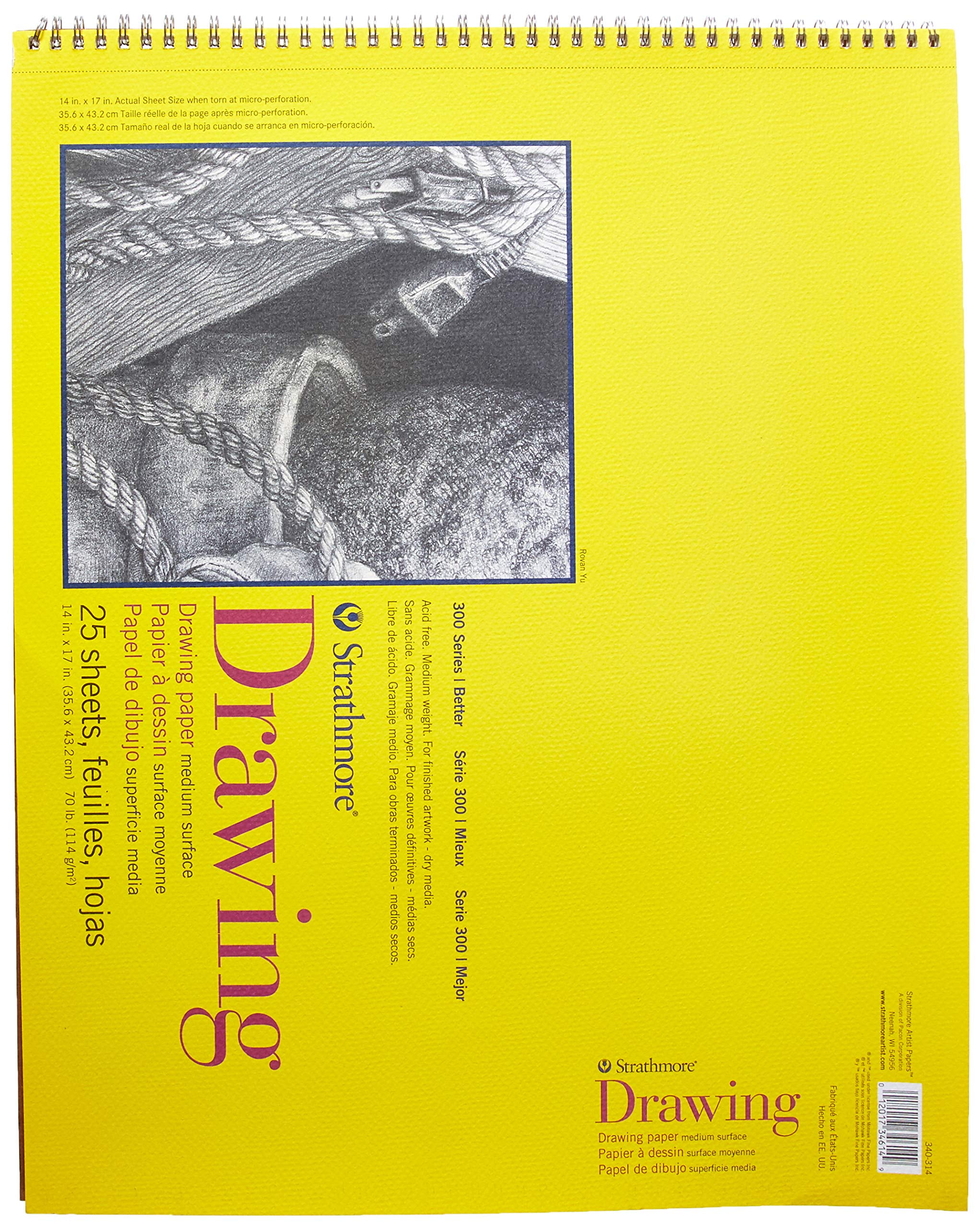 Strathmore 300 Series Drawing Pad, 14"x17" Wire Bound, 50 Sheets 14x17 Wire Binding