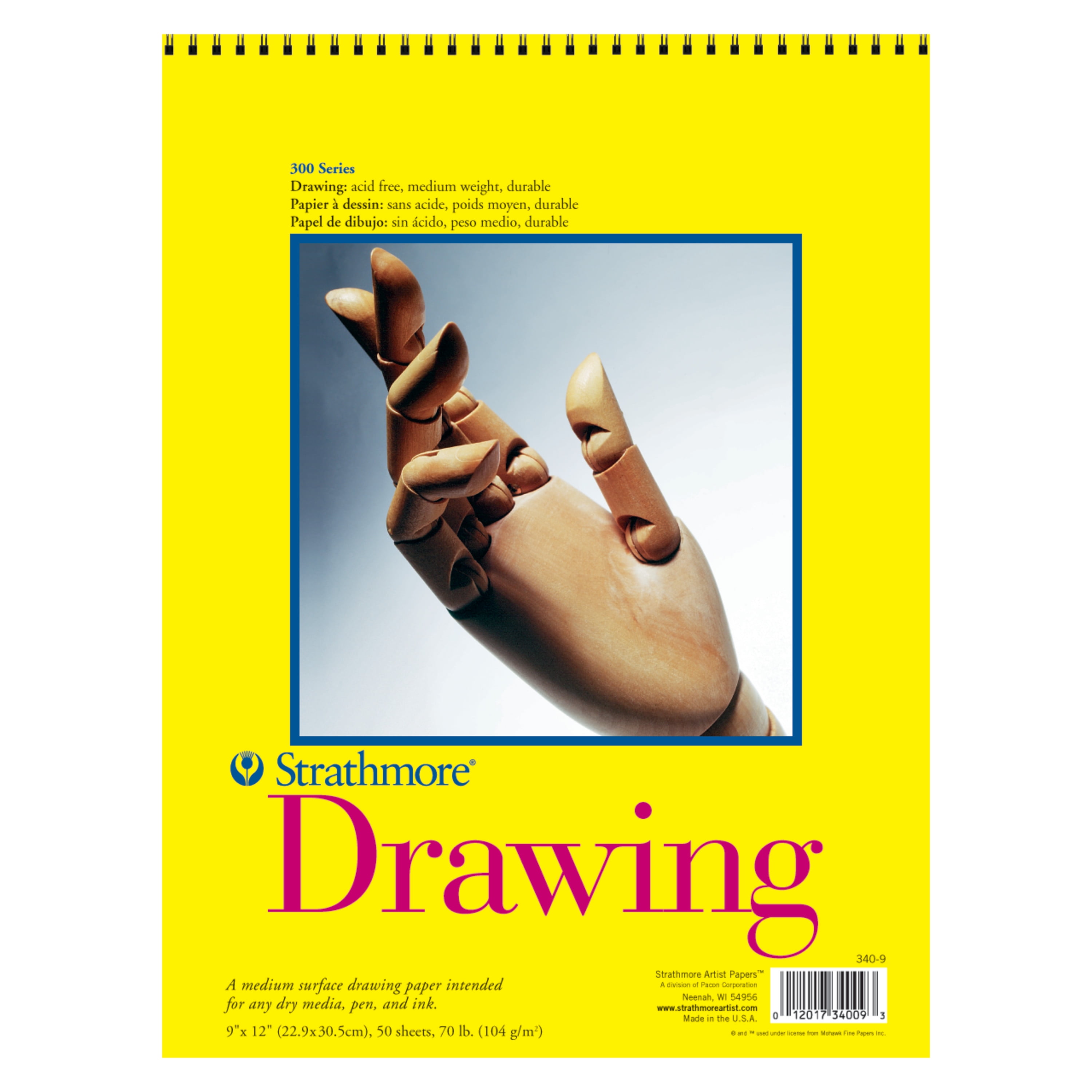 Strathmore 300 Series Drawing Pad, 9 x 12 Inches, 70 lb, 50 Sheets