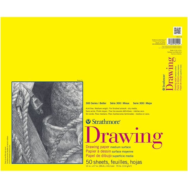 Strathmore 300 Series Drawing Paper Pad, Glue Bound, 14x17 inches, 50