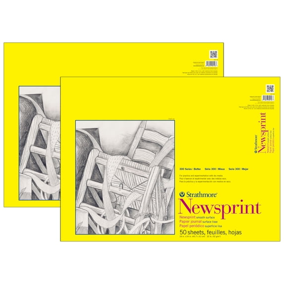 Strathmore 300 Series Newsprint Pad, Tape Binding, 50 Sheet, 18x24 inch ...