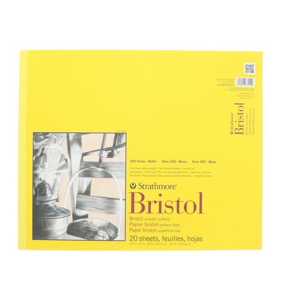 Strathmore Bristol Paper Pad, 300 Series, Smooth, 14in x 17in, 20 Sheets/Pad