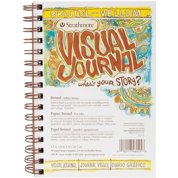 Strathmore 300 Series Visual Bristol Journal, 5.5"x8" Vellum, Wire Bound, 24 Sheets