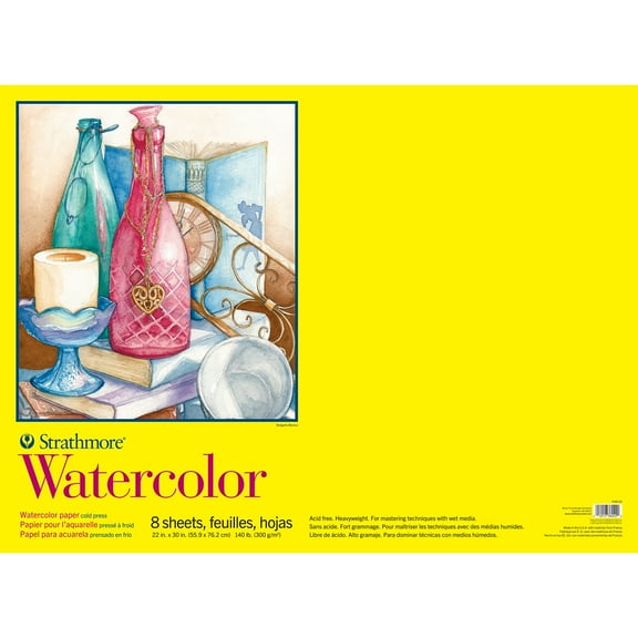Strathmore 300 Series Watercolor Paper Pad, Wire Binding, 8 Sheet, 22x30 inch, 1 Count