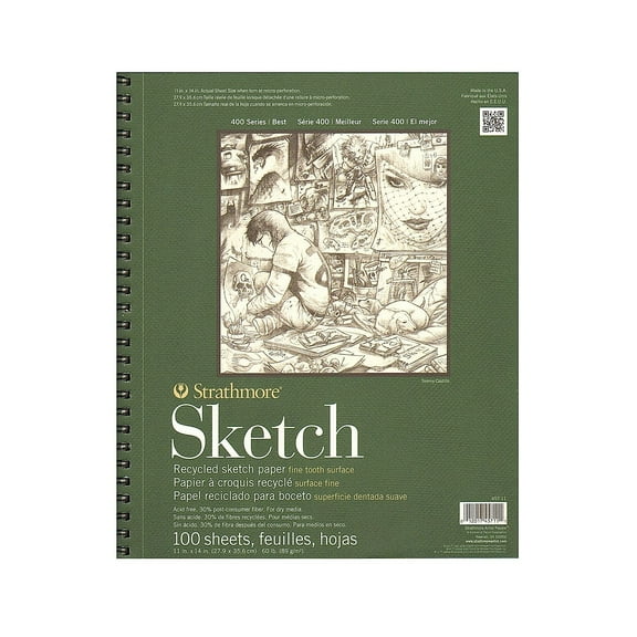 Strathmore 400 Series 11" x 14" Wire Bound Sketch Pad 100 Sheets/Pad 2/Pack (40578-PK2)