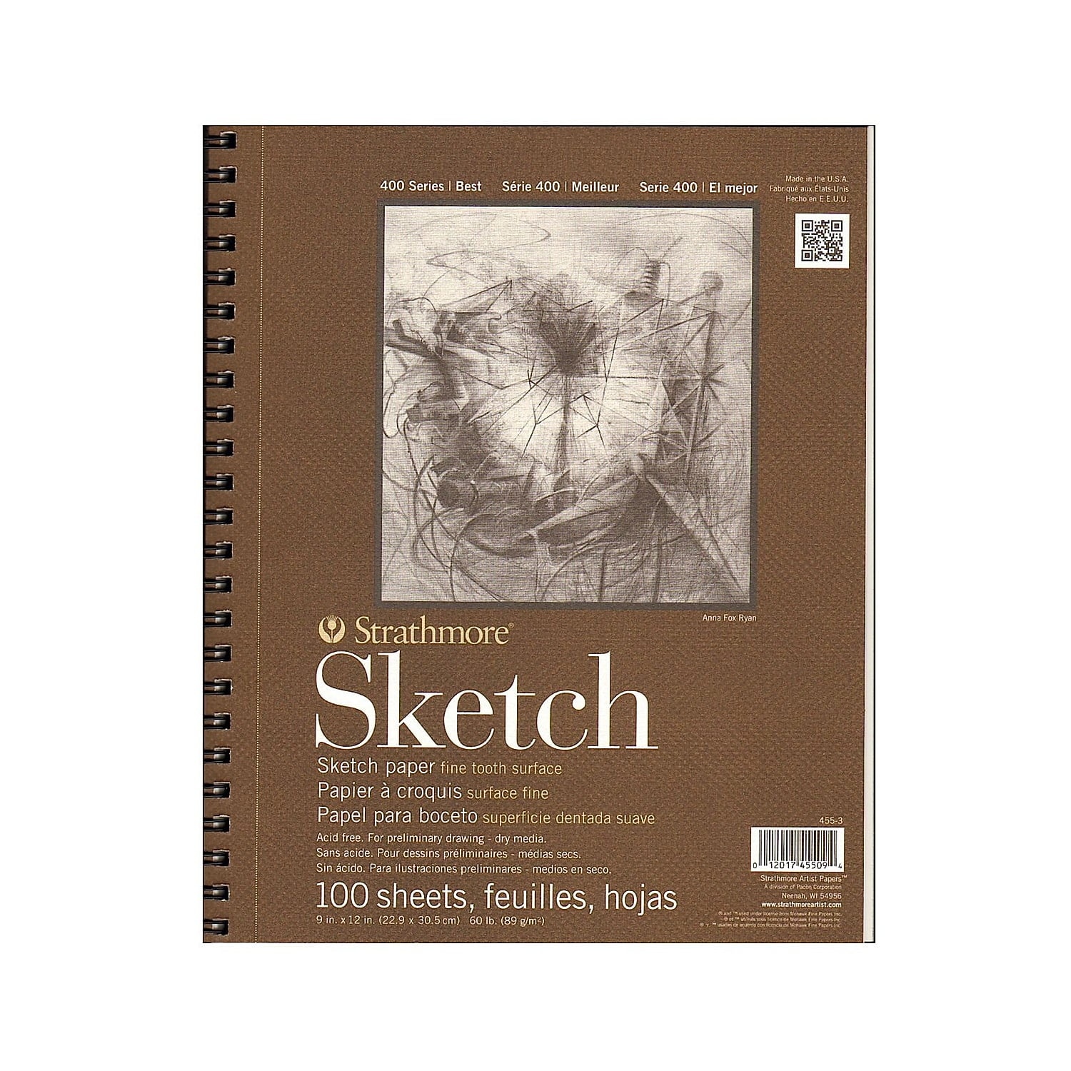 Strathmore 400 Series 9" x 12" Spiral Bound Sketch Pad 100 Sheets/Pad 2/Pack (55621-PK2)