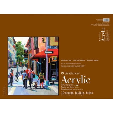 Strathmore 400 Series Acrylic Paper Pad, Glue Binding, 10 Sheet, 12x18 in