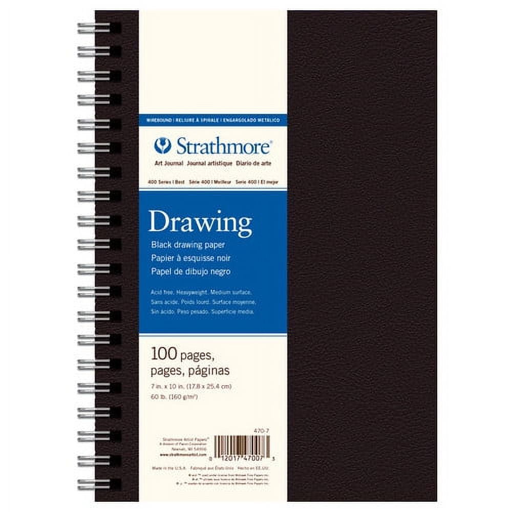 Strathmore 400 Series Art Drawing Journal, 7x10 Wire Bound, Black Drawing  Paper Journal, 100 Pages 