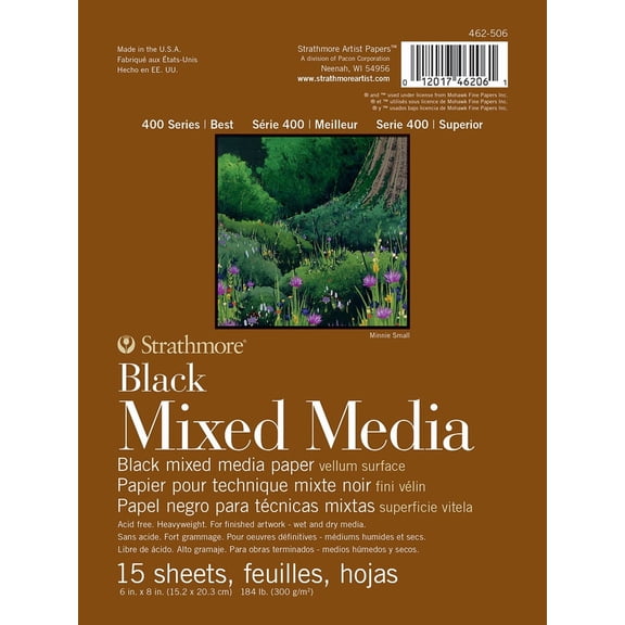 Strathmore 400 Series Black Mixed Media Pad - 6" x 8", 15 Sheets