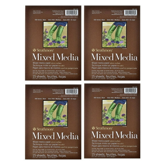 Strathmore 400 Series Mixed Media Pads 6 in. x 8 in. 15 Sheets 4/Pack (PK4-462-106)