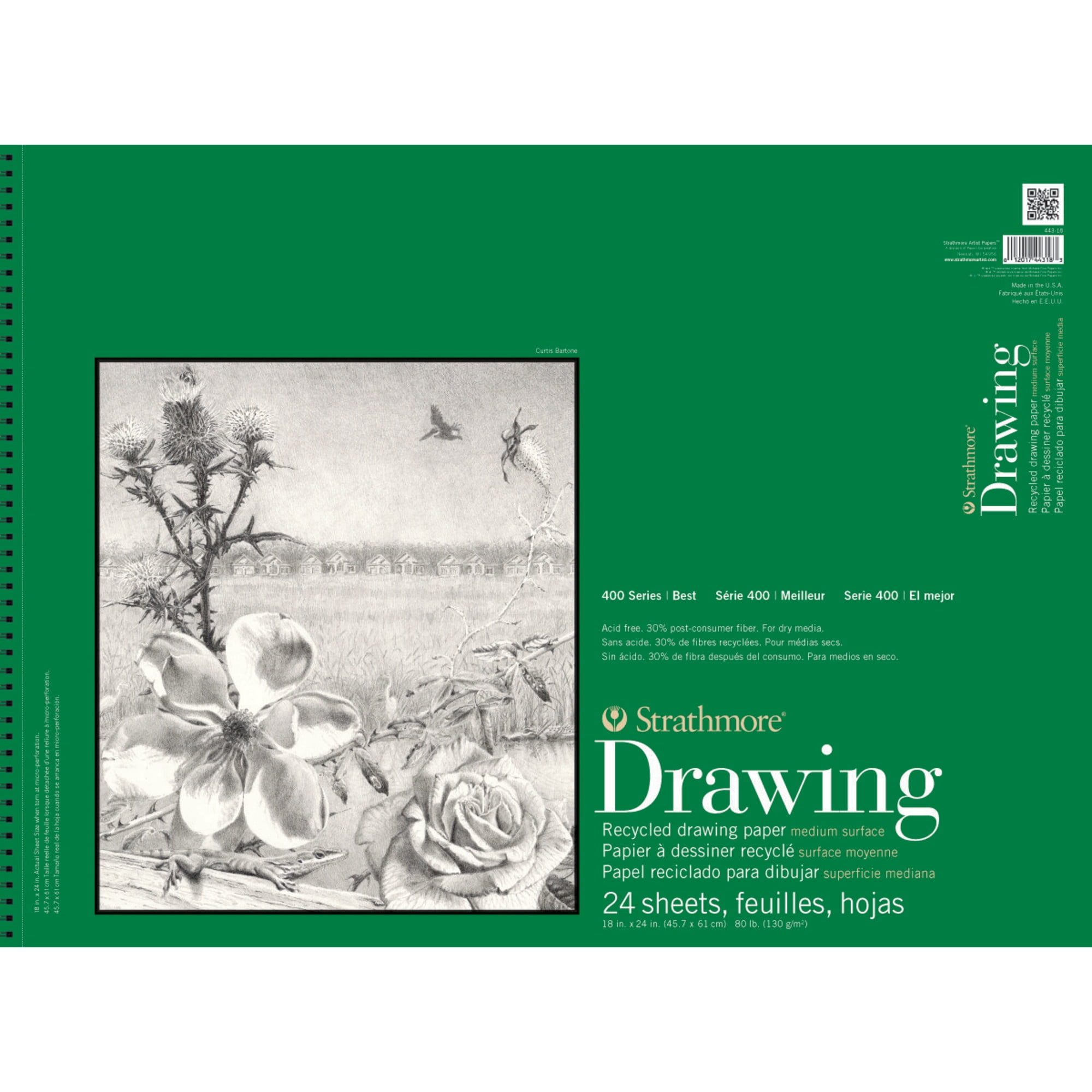 Strathmore 400 Series Recycled Drawing Pad, 24 Sheets 18x24