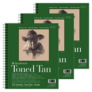 Strathmore 400 Series Sketch Pad, Recycled, Toned Tan, Side Wire Binding, 50 Sheet, 9x12 inch, Pack of 3