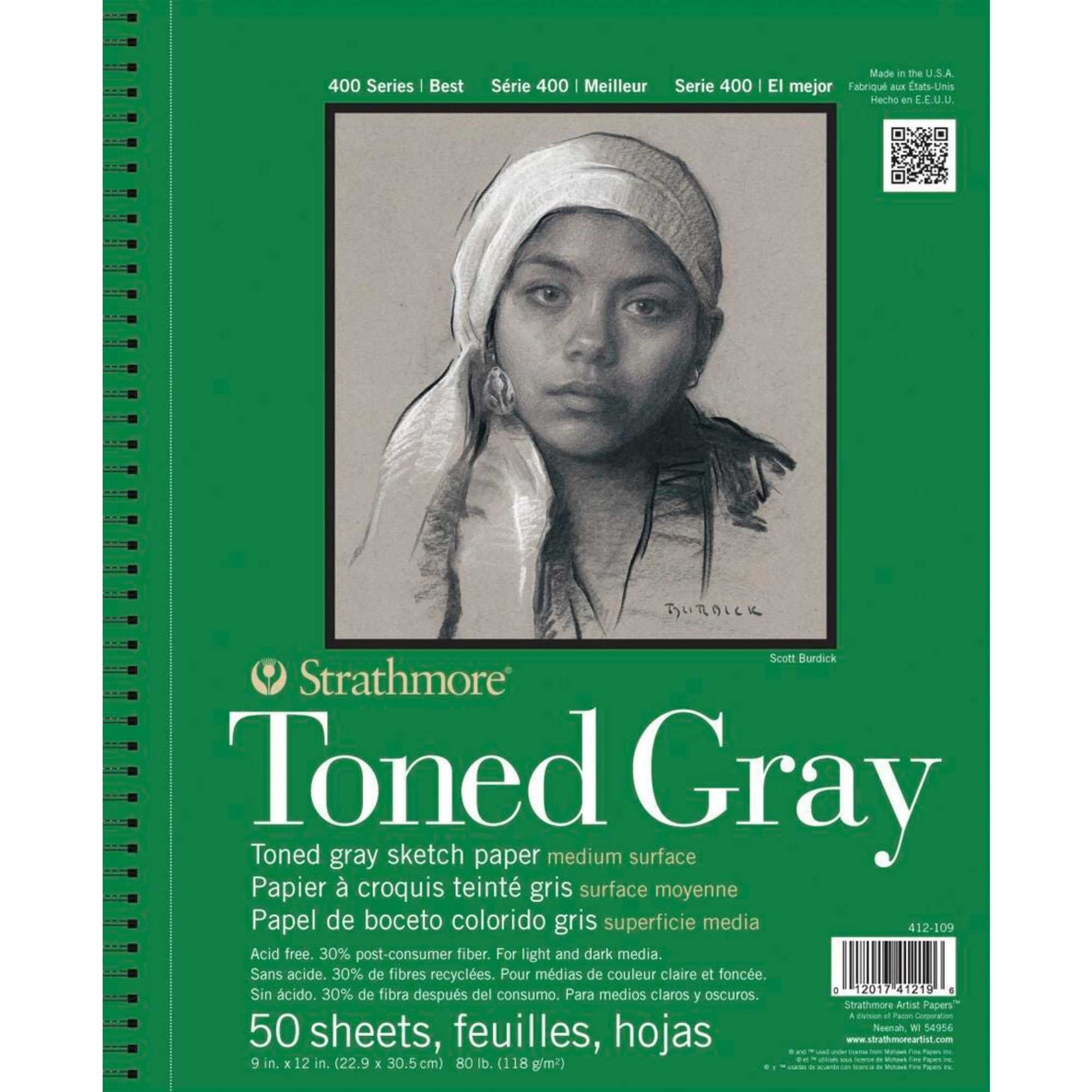 Strathmore 400 Series Toned Gray Drawing Pad, 9 x 12 Inches