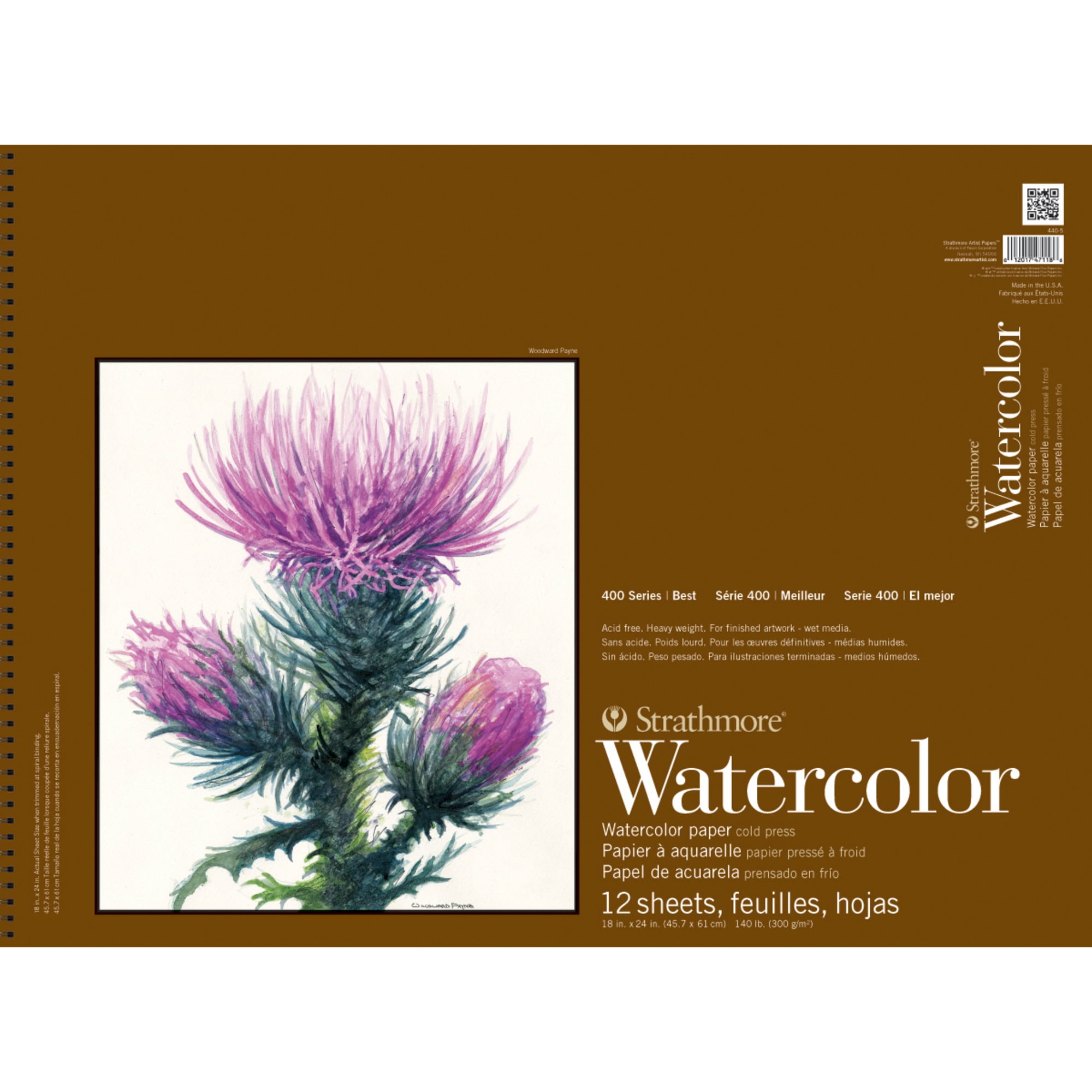 Strathmore® 400 Series Wired Watercolor Paper Pad 12x18 