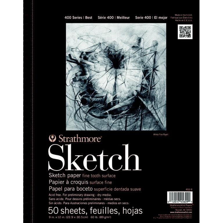 Strathmore 400 Series Sketch Pad - 9 x 12, Spiral Bound, Side, 100 Sheets