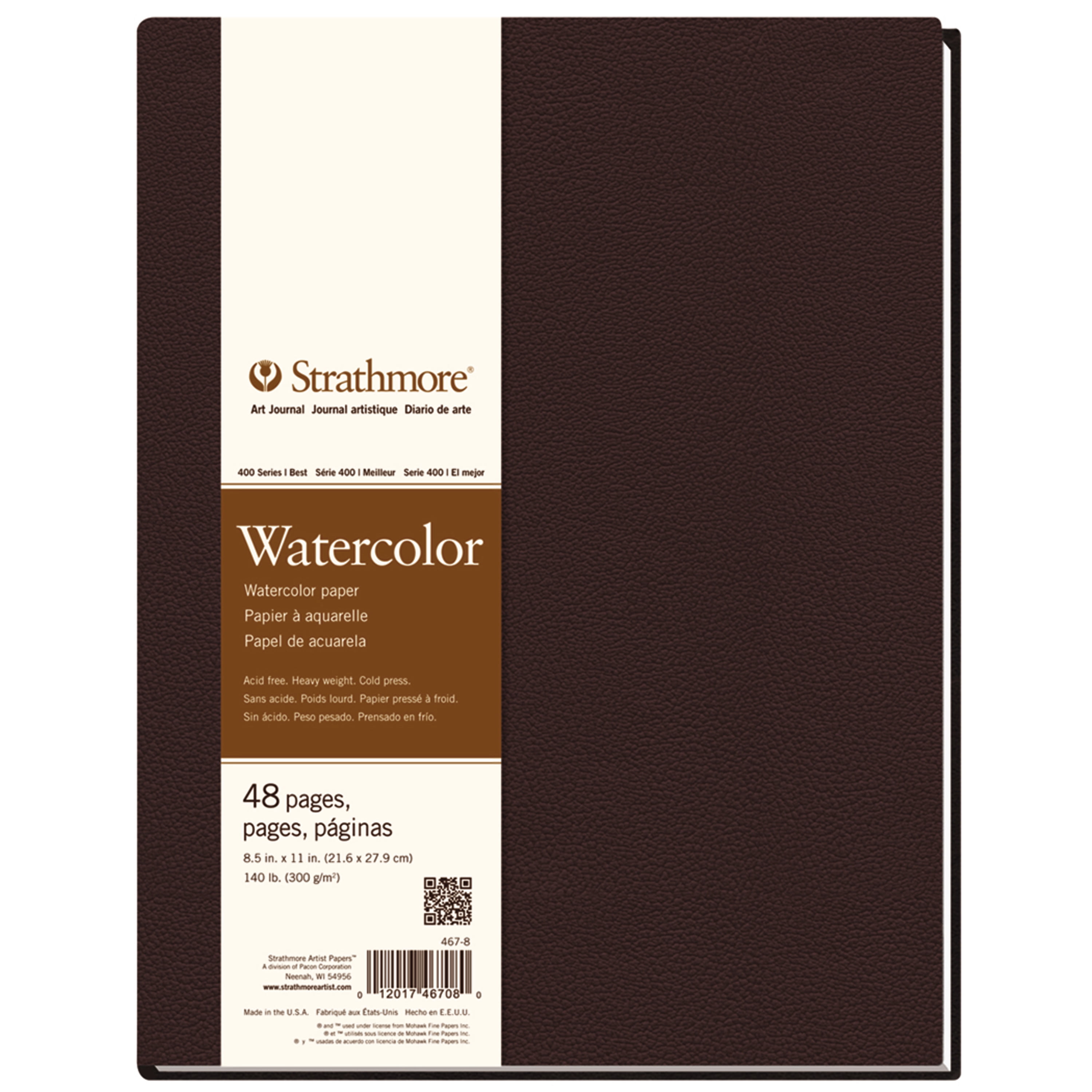 Strathmore (467-8 STR-467-8 48 Sheet No 140 Watercolor Art Journal, 8.5 by 11", 8.5"x11", White, 24