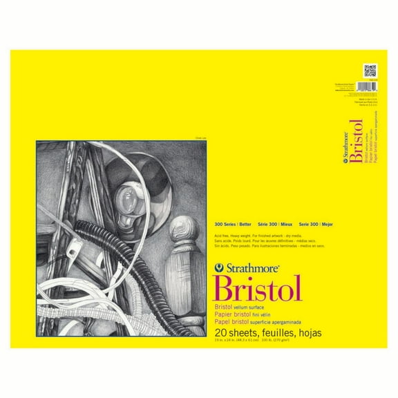 Strathmore Bristol Paper Pad, 300 Series, Regular, 19in x 24in, 20 Sheets/Pad