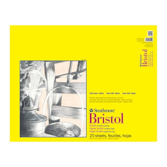 Strathmore Bristol Paper Pad, 300 Series, Smooth, 19in x 24in, 20 Sheets/Pad