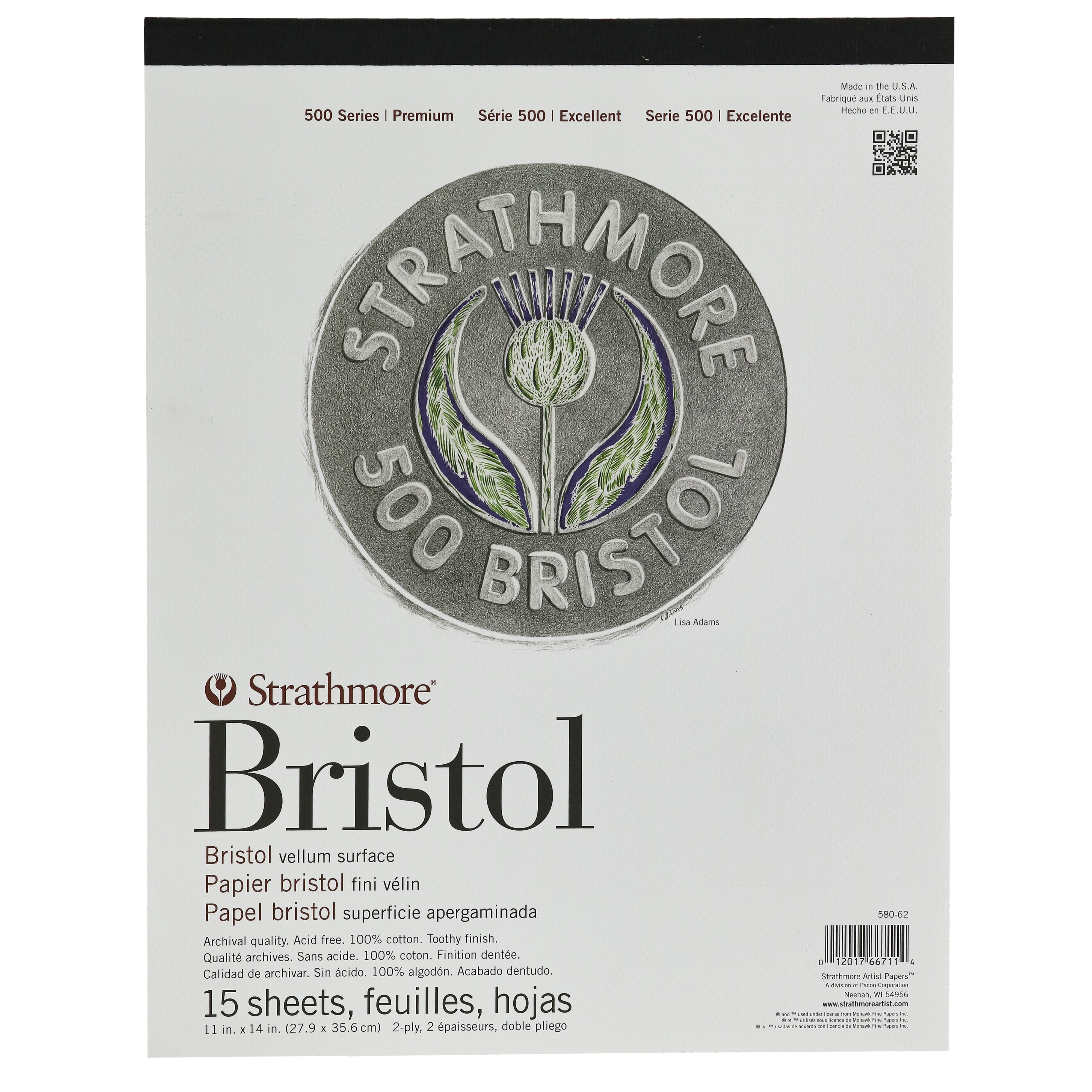 Strathmore Sequential Art 500 Bristol 2Ply Vellum 24 Sheet 11x17
