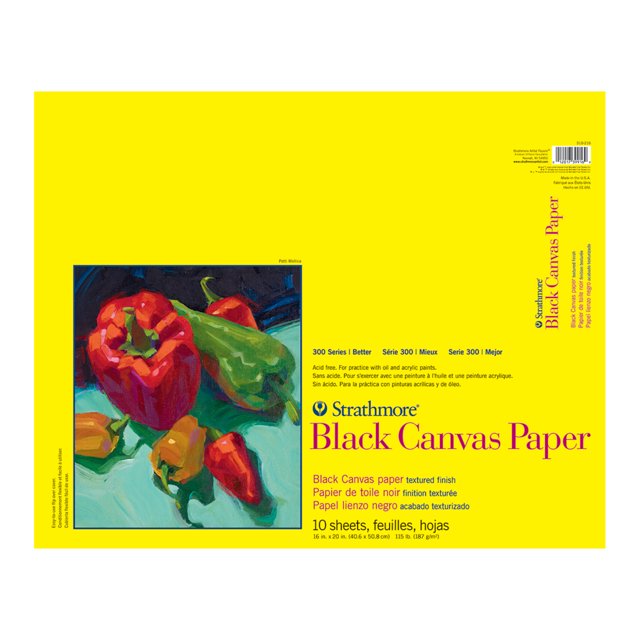 Strathmore Canvas Black Paper Pad, 300 Series, 16in x 20in