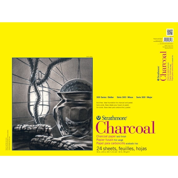 Strathmore Charcoal Paper Pad, 300 Series, 18 in x 24 in, Tape-Bound