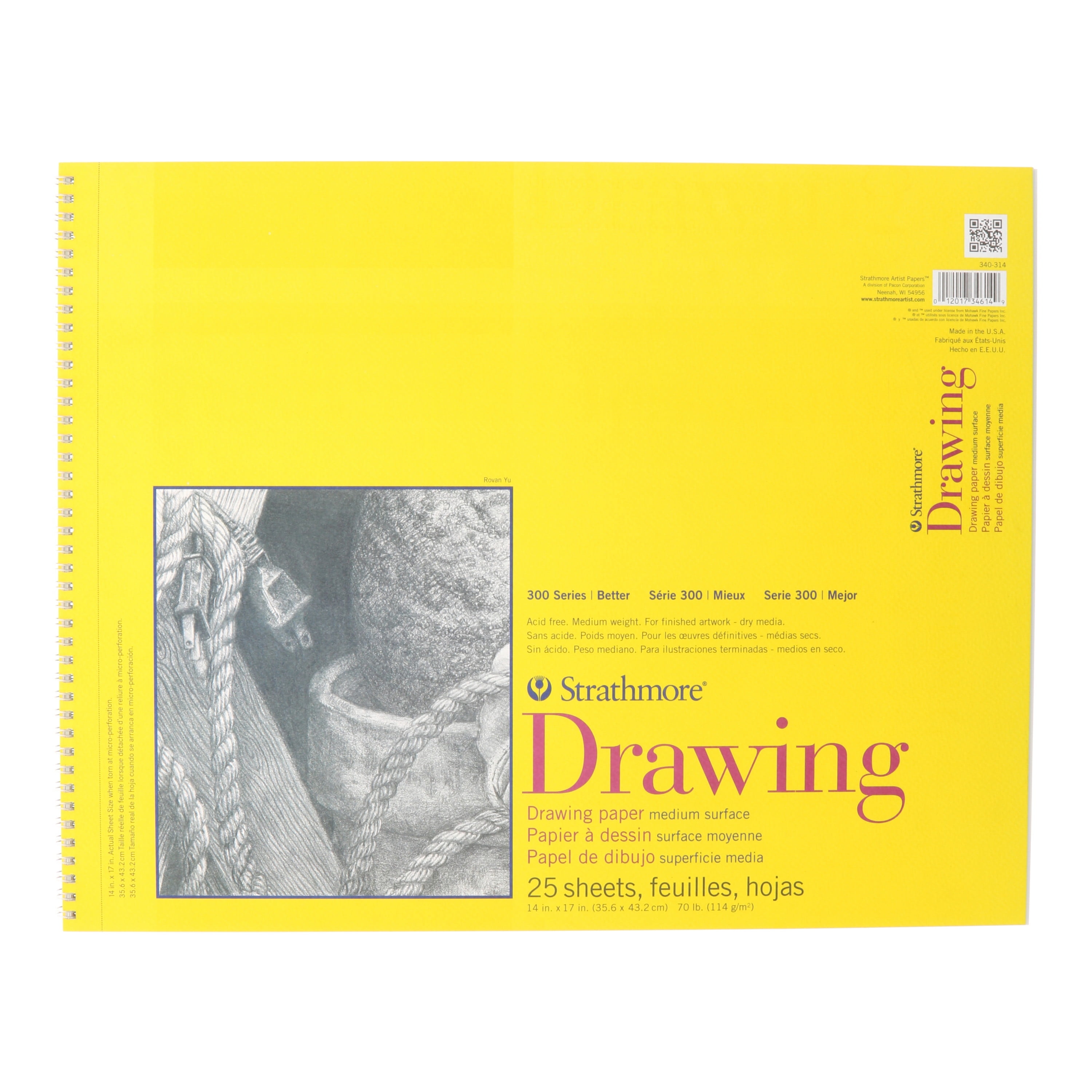 Strathmore 300 Series ST340-314 14 x 17 Wire Bound Drawing Pad 25 Sheets