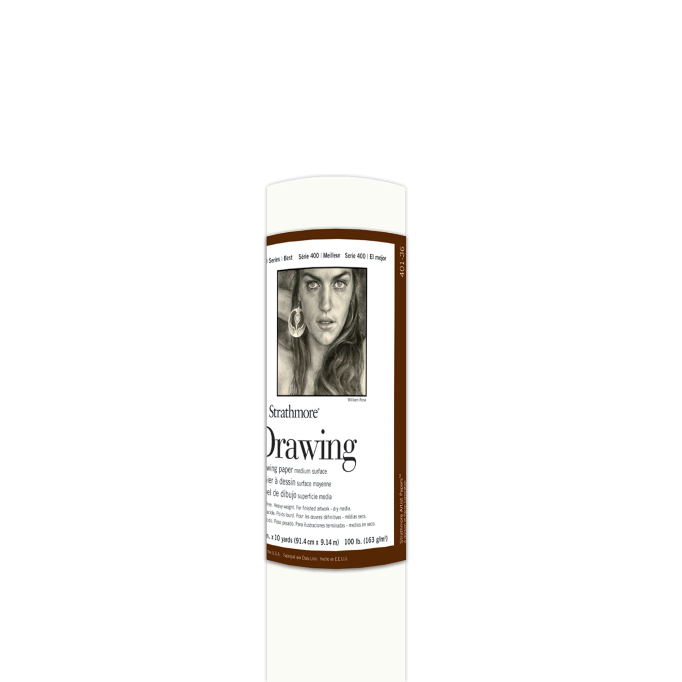 Strathmore Fine Art Paper Roll, 400 Series, Drawing, Medium 36 in x 10 yds., 100 lb.