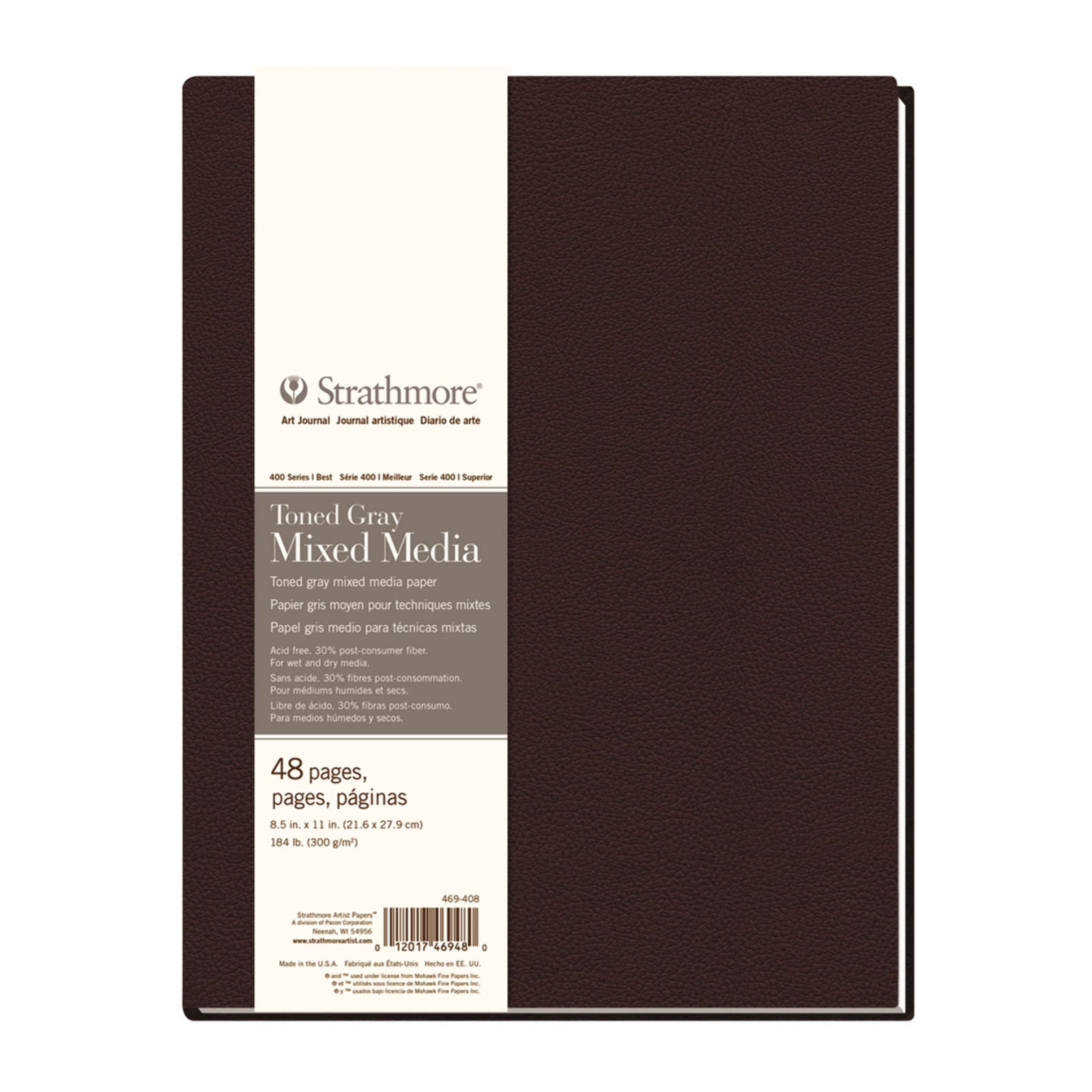 Strathmore Hard-Bound Mixed Media Toned Art Journal, 400 Series, 8.5in x 11in, Gray