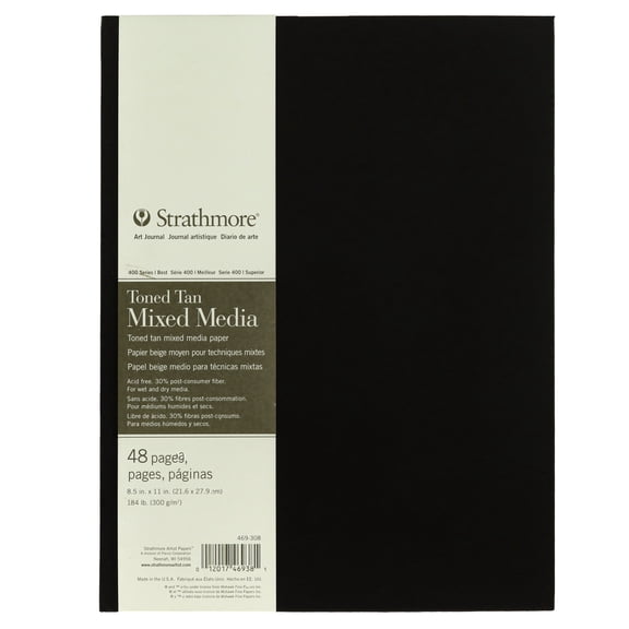 Strathmore Hardbound Mixed Media Toned Art Journal, 400 Series, 8.5" x 11", Tan
