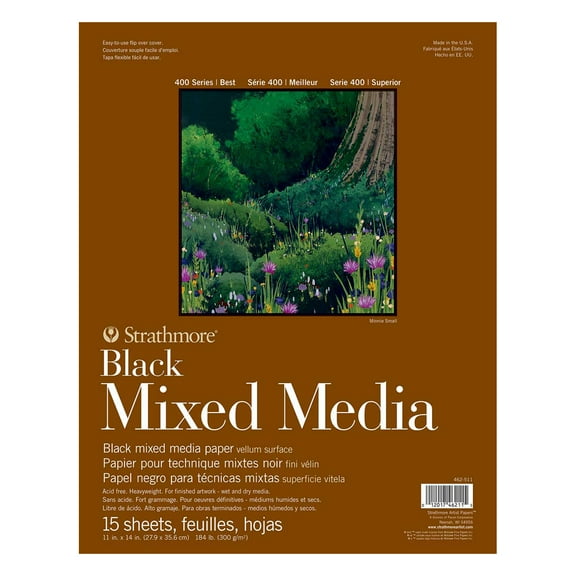 Strathmore Mixed Media Paper Pad, 400 Series, 11" X 14", 12/Pkg., Black