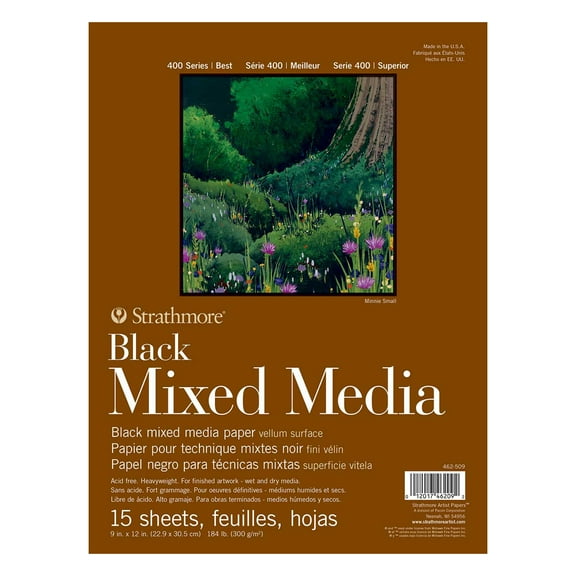 Strathmore Mixed Media Paper Pad, 400 Series, 9" X 12", 12/Pkg., Black