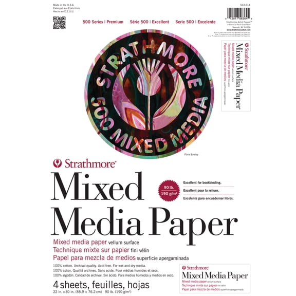 Strathmore Mixed Media Paper Sheet 500 Series, 22" x 30", 4/Pkg.