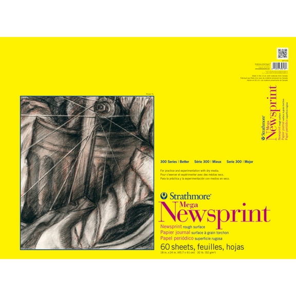 Strathmore Newsprint Paper Pad, 300 Series, Rough, 18" x 24", 60-Sheets