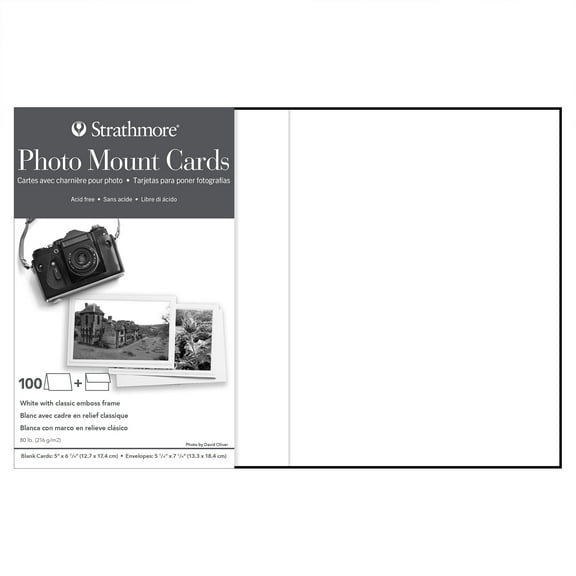 Strathmore Photo Mount Cards, 5in x 7in, White Classic Embossed, 100/Pkg.