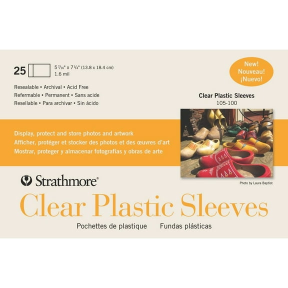 Strathmore Plastic Sleeves for Full Size Cards, 5-7/16in x 7.25in, 25/Pkg.