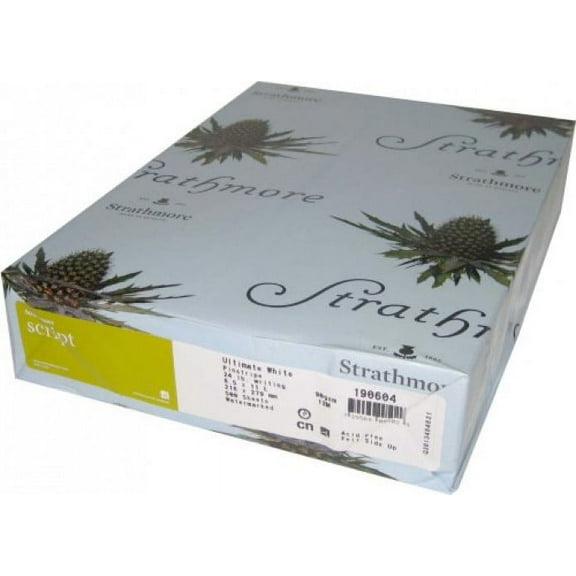 Strathmore Script Ultimate White Smooth 80# Cover 8.5"x11" 125 Sheets