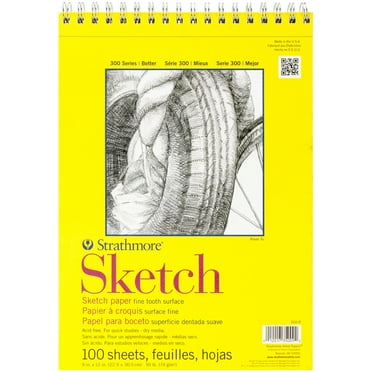 Strathmore Sketch Paper Pad, 300 Series, Spiral-Bound, 9" x 12", 100 Sheets
