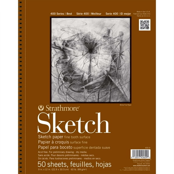 Strathmore Sketch Paper Pad, 400 Series, 50 Sheets, 9 in x 12