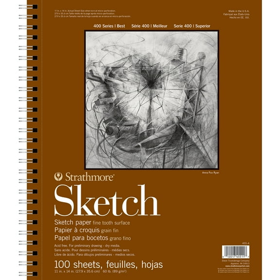 Strathmore Sketch Spiral Paper Pad 11"X14"-100 Sheets